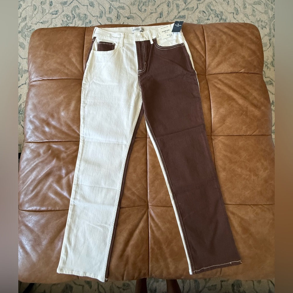 Abercrombie Kids Brown and Cream Straight Jeans
